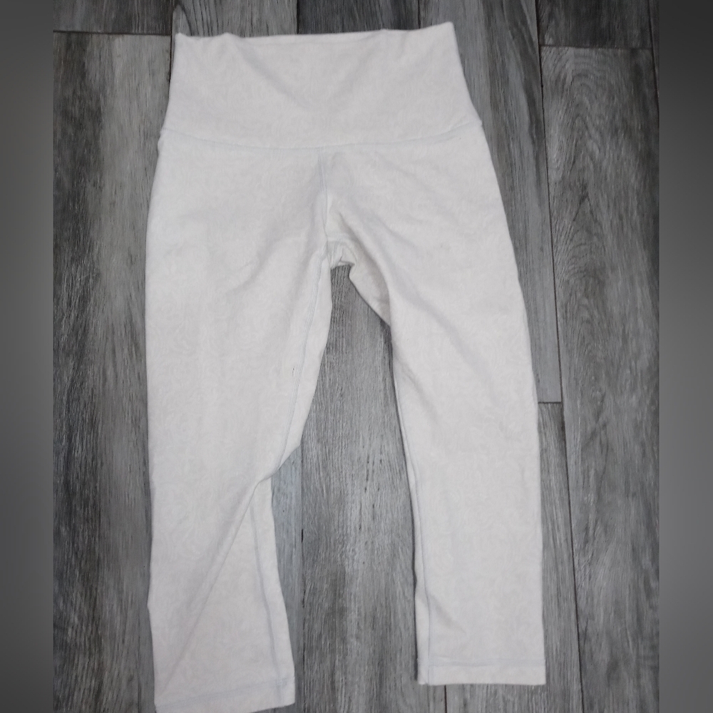 Lululemon Align Oatmeal Floral Athletic High Waisted Leggings Hidden Pocket 10